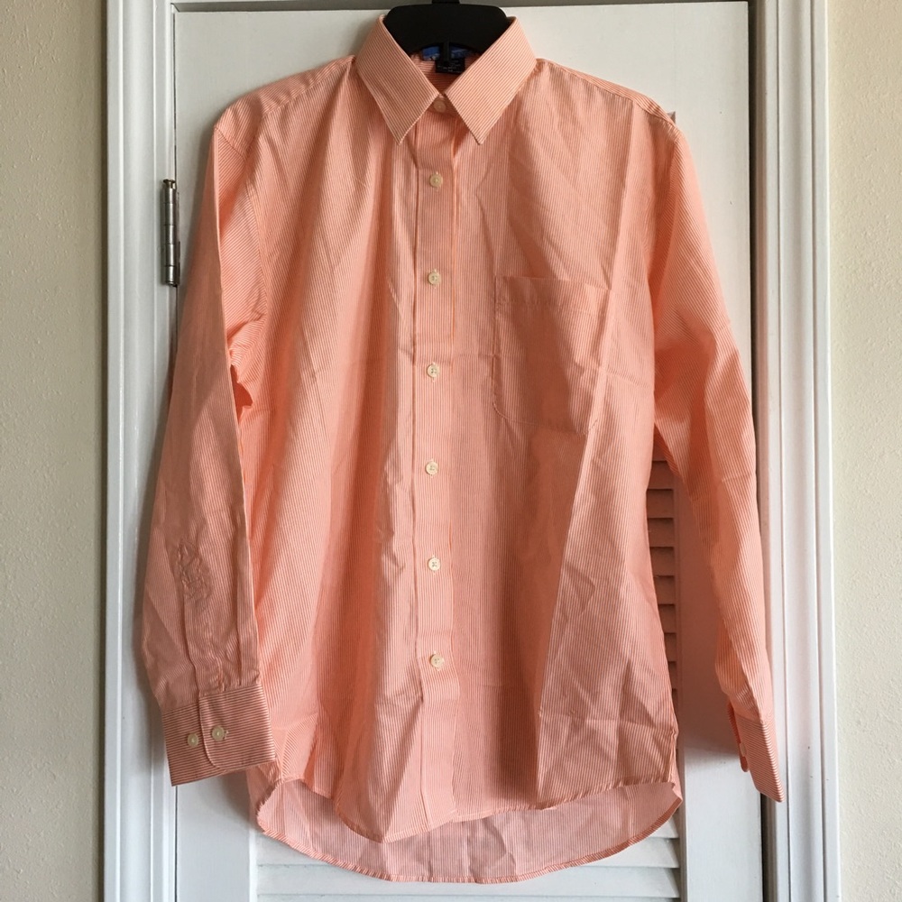 Las Olas Men's Button-Up Striped Orange Shirt,